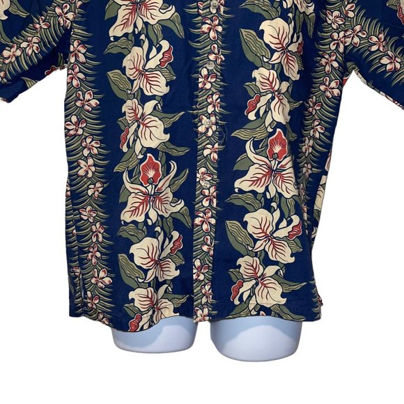 Vintage Retro Cooke Street Hawaiian Shirt Mens M Plumeria Aloha Vacation Blue - Picture 3 of 10